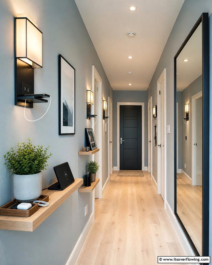 Multi Functional Fixtures with USB Ports - 20 Narrow Hallway Lighting Ideas to Brighten Your Space