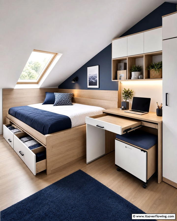 Multi Functional Furniture - 25 Low Sloped Ceiling Bedroom Ideas for Unique Spaces