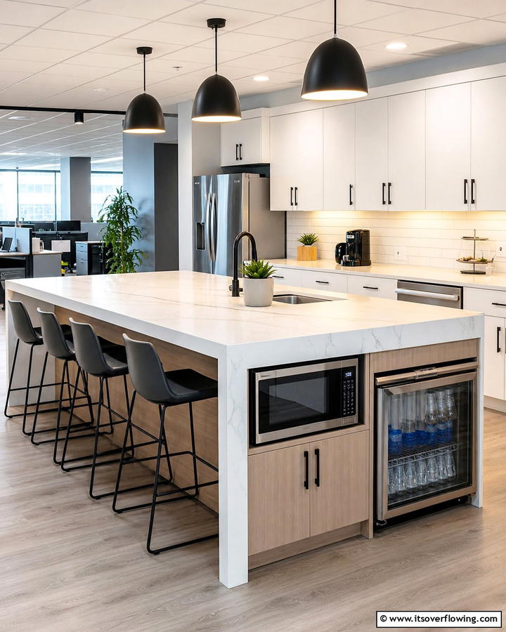 Multi Functional Island Counter - 20 Office Kitchen Ideas to Maximize Your Workspace