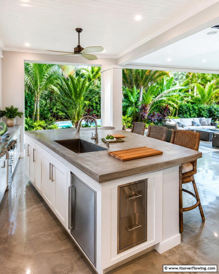Multi Functional Island - 20 Stylish Lanai Kitchen Ideas for Indoor-Outdoor Living