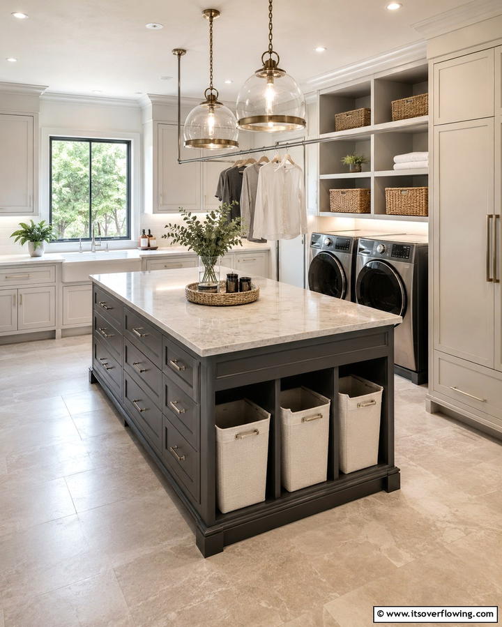 Multi Functional Laundry Island - 25 Modern Laundry Room Ideas for a Functional Space