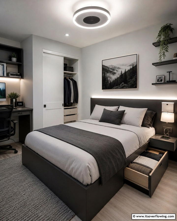 Multi Functional Lighting Fixtures - 20 Small Bedroom Lighting Ideas for a Cozy and Inviting Space