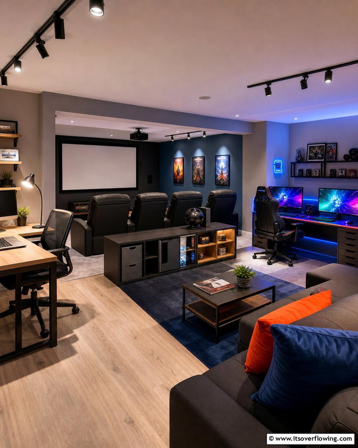Multi Functional Media Room - 30 Home Theater Ideas- Immersive Entertainment Spaces