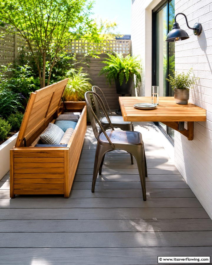 Multi Functional Outdoor Furniture - 30 Space-Saving Townhouse Backyard Design Ideas