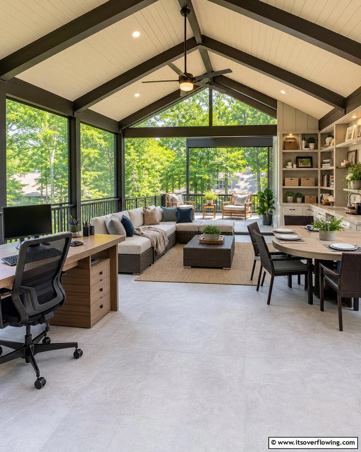 Multi Functional Outdoor Room - 21 Screened-in Porch Ideas for Year-Round Outdoor Living