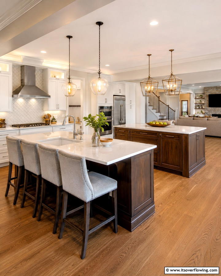 Multi Functional Seating Areas - 25 Double Island Kitchen Ideas for Spacious Cooking