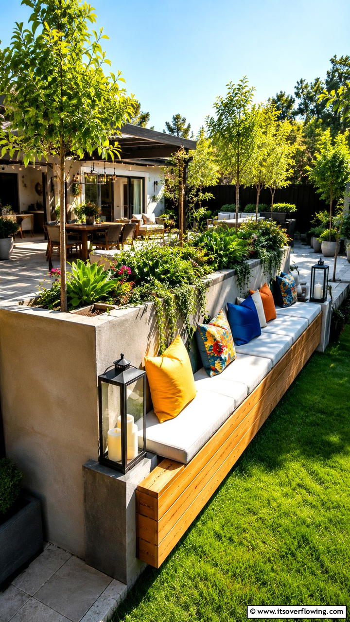Multi Functional Seating Divider - 30 Garden Divider Ideas for Functional Outdoor Spaces