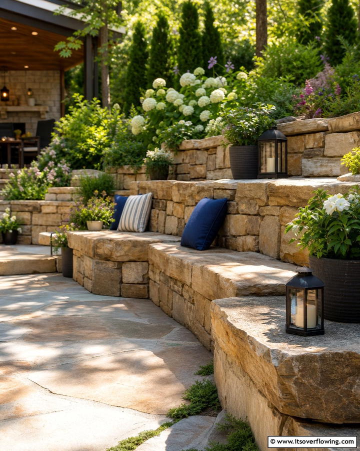 Multi Functional Seating Retaining Wall - 20 Natural Rock Retaining Wall Ideas for a Stunning Yard