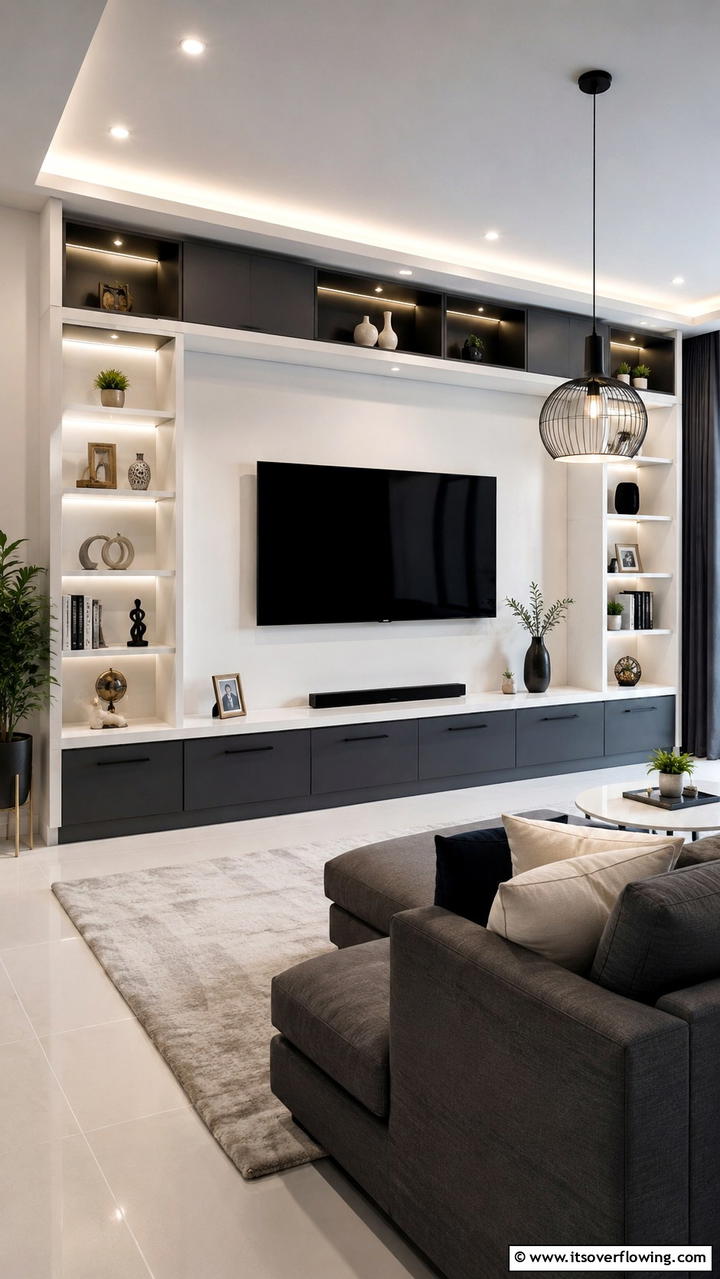 Multi Functional TV Wall Unit - 21 Innovative TV Wall Ideas to Maximize Living Room Space
