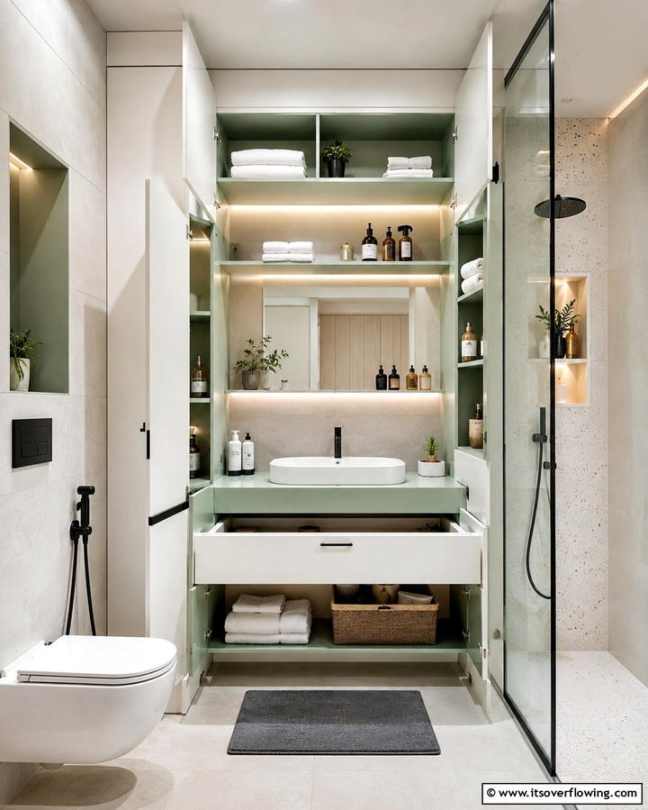 Multi Functional Vanity Cabinet - 30 Small Bathroom Vanity Ideas for Space-Saving Style