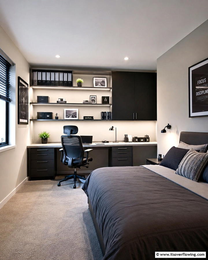 Multi Functional Workspace - 25 Man Cave Bedroom Ideas for the Ultimate Retreat