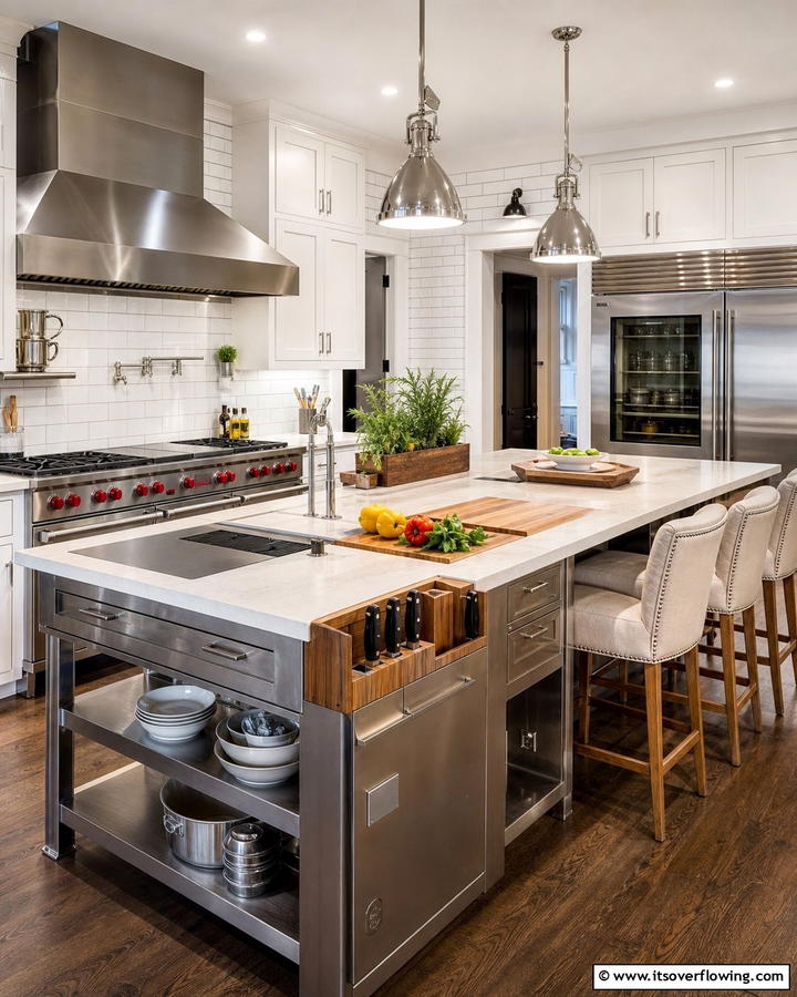 Multi Functional Workstation - 30 Kitchen Island Decor Ideas for Stylish Functionality