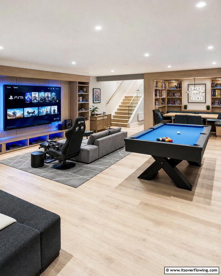 Multi Game Hub - 30 Fun Basement Game Room Ideas for Family Entertainment
