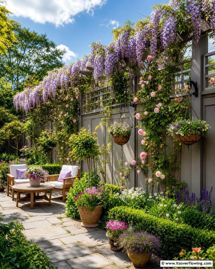 Multi Layered Privacy Fence with Trellis - 21 Privacy Fence Designs for Secure & Stylish Property Borders