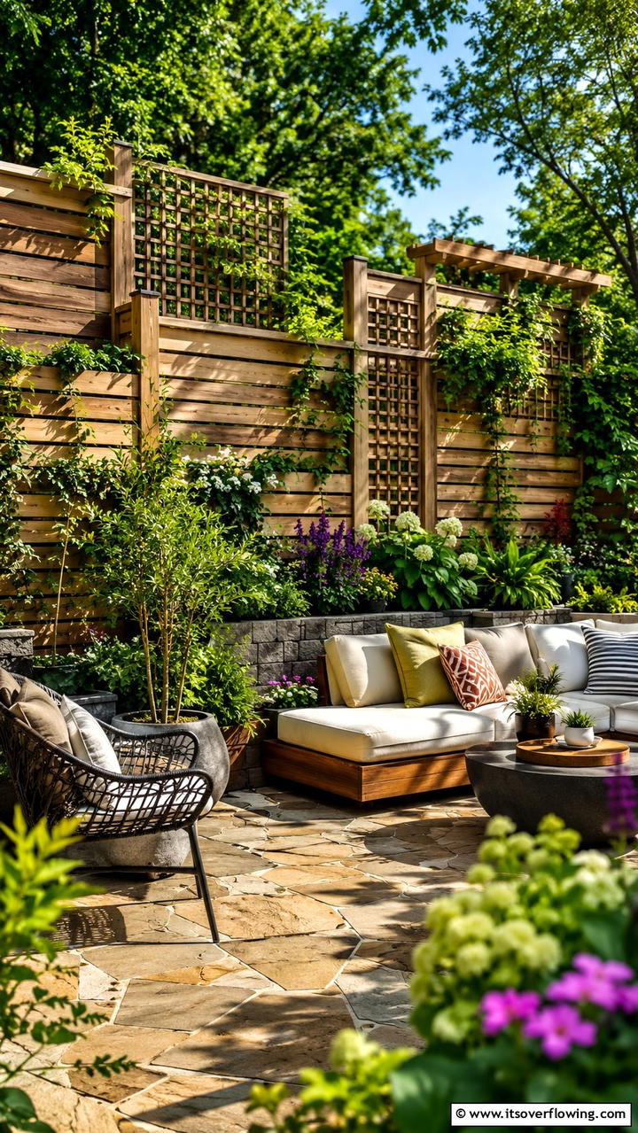 Multi Layered Privacy Fence - 30 Cheap Privacy Fence Ideas- Affordable Outdoor Seclusion