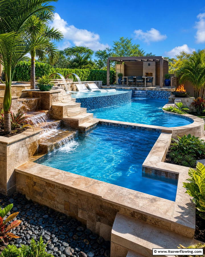 Multi Level Artistic Pool - 21 Stunning Swimming Pool Designs for Backyard Oasis