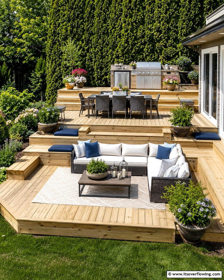 Multi Level Deck Dynamics - 30 Budget-Friendly Backyard Deck Ideas for Stylish Outdoor Living