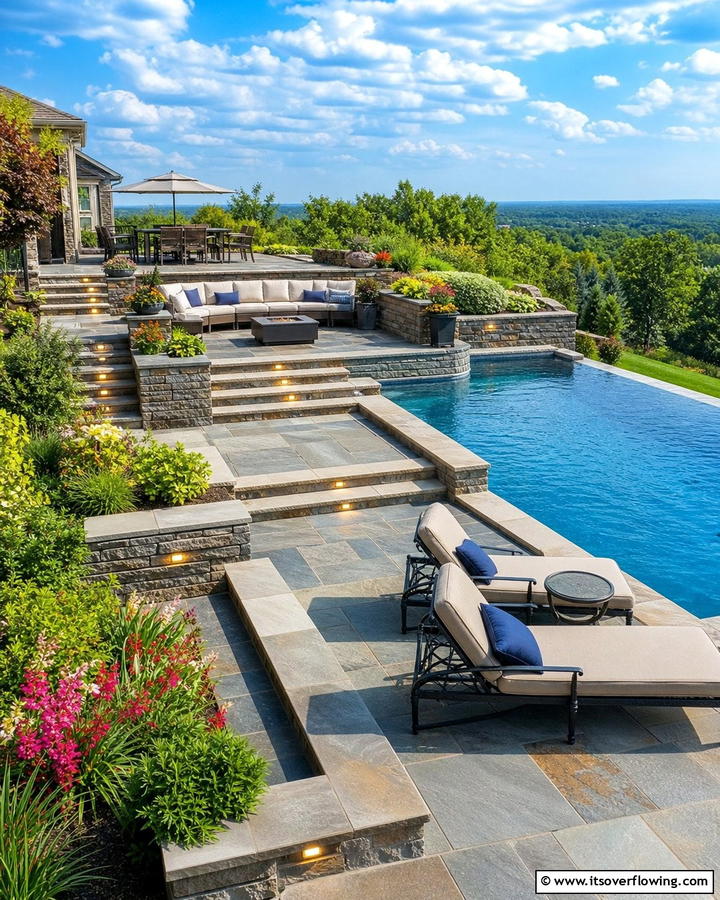 Multi Level Entertainers Pool Deck - 21 Pool Deck Layouts for Safe & Stylish Swimming Areas