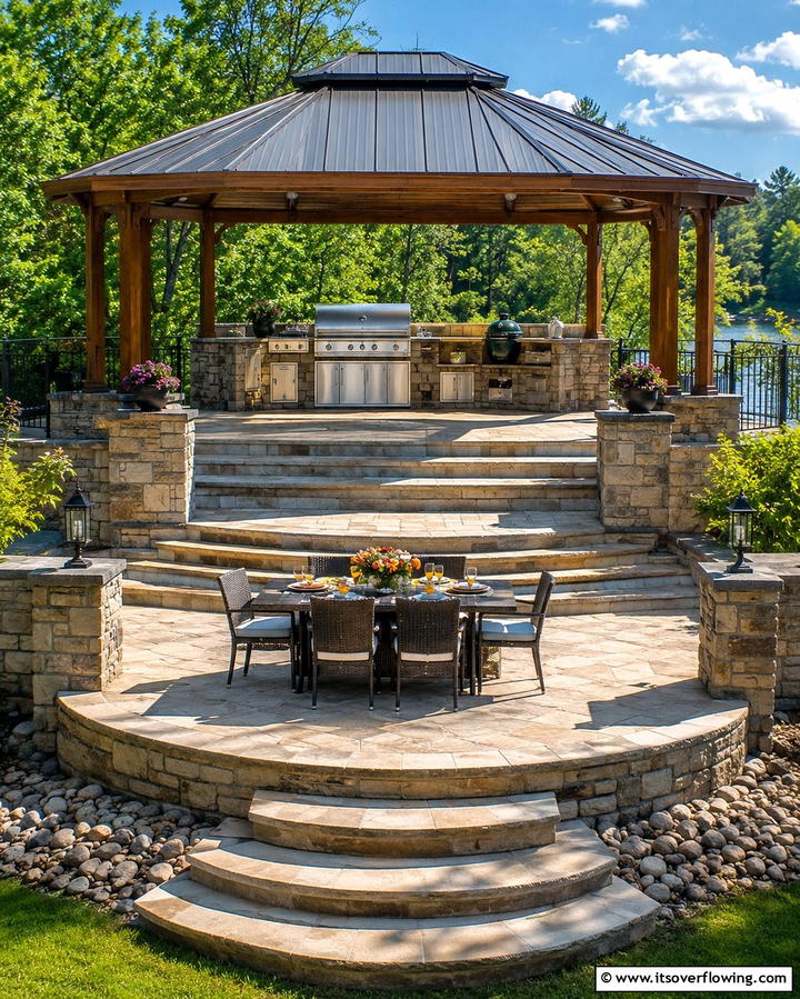 Multi Level Gazebo Kitchen - 30 Outdoor Kitchen with Gazebo Ideas for All-Weather Cooking