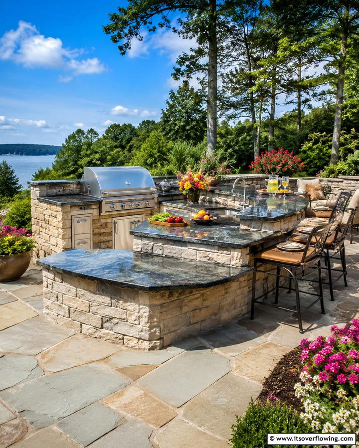 Multi Level Island Design - 25 Outdoor Kitchen Island Ideas for Entertaining
