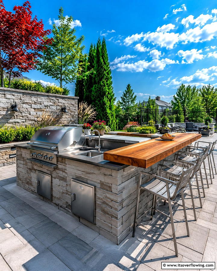 Multi Level Island for Dining and Cooking - 25 Outdoor Kitchen Island Ideas for Entertaining