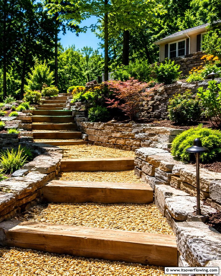 Multi Level Pathways - 25 Pea Gravel Walkway Ideas for a Charming Garden Path