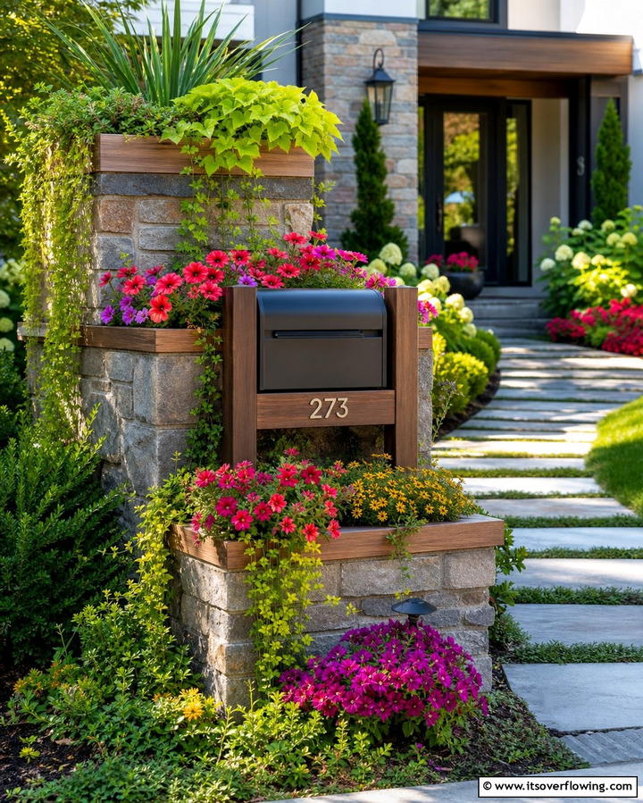 Multi Level Planter Beds - 30 Creative Mailbox Landscaping Ideas for Curb Appeal