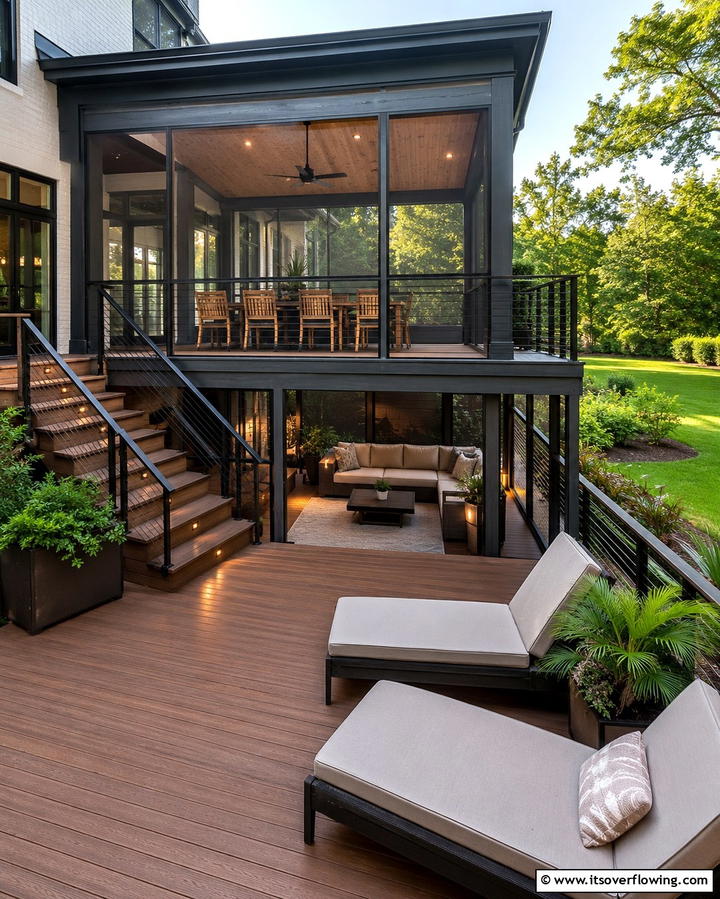 Multi Level Screened in Patio Deck - 30 Screened-in Deck Ideas for Bug-Free Outdoor Living