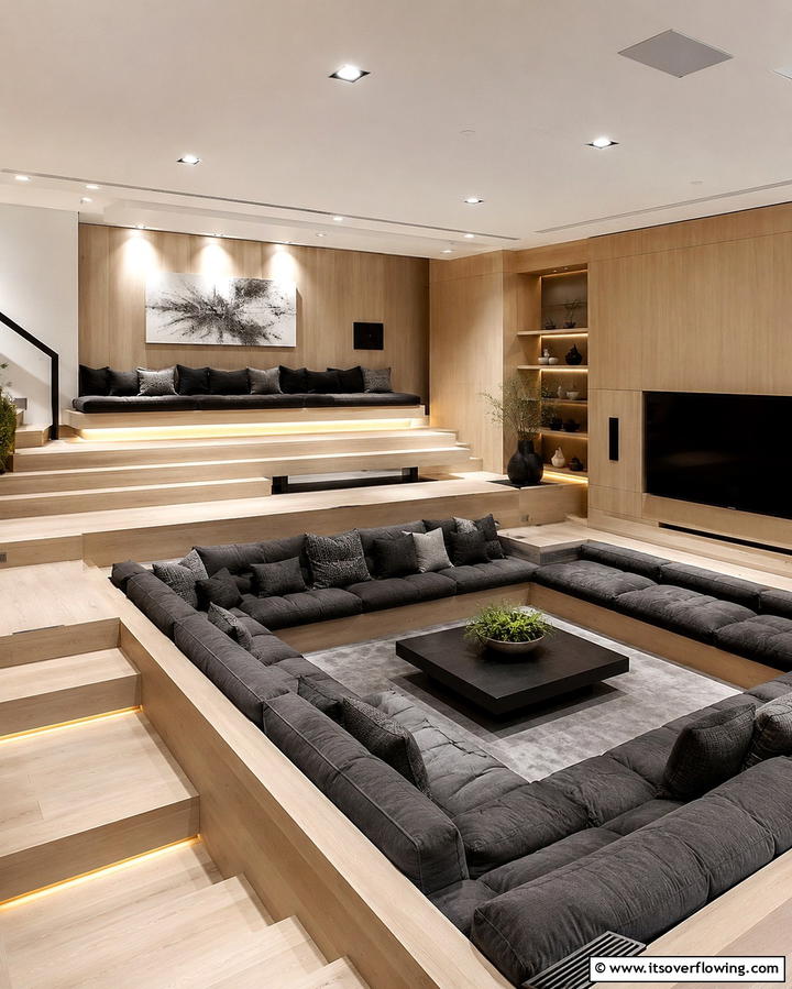 Multi Level Seating - 25 Sunken Living Room Ideas for a Modern and Cozy Space