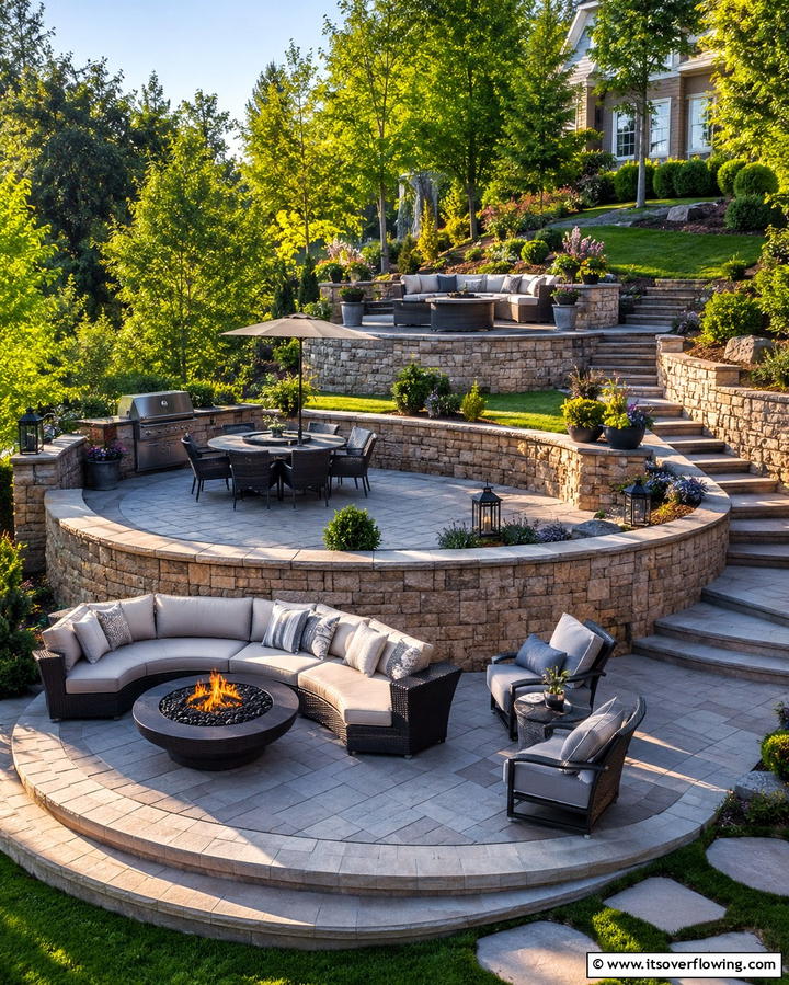 Multi Level Semi Circle Patio Design - 25 Semi Circle Patio Ideas and Inspiration for Your Backyard