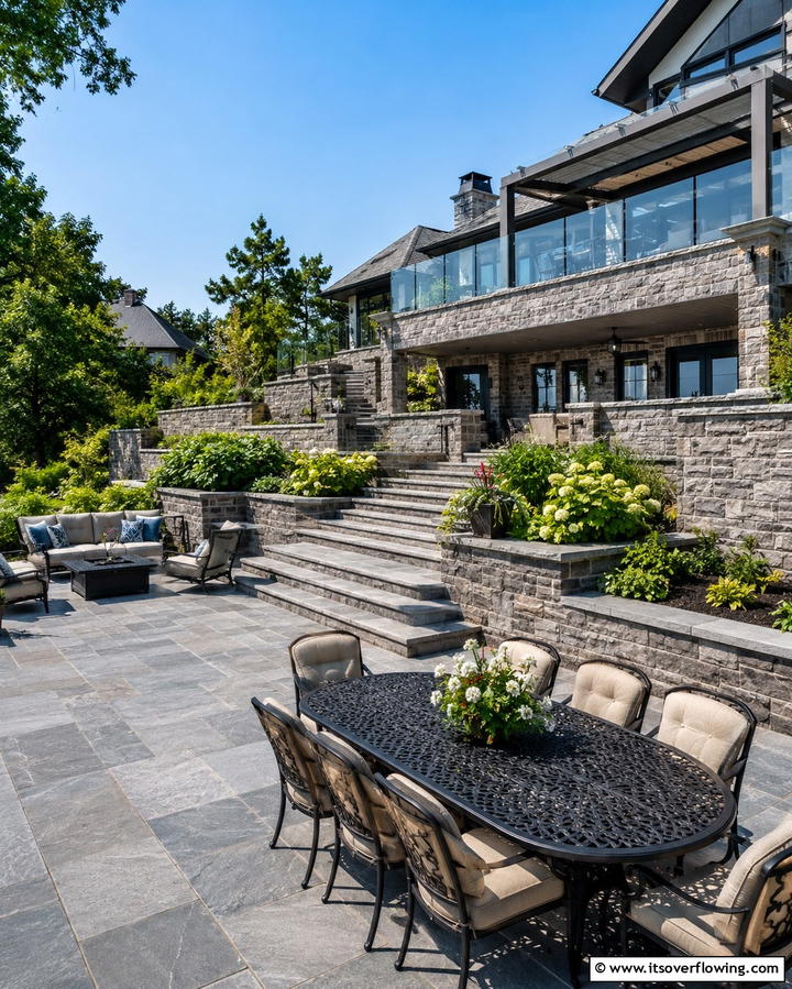 Multi Level Stone Patio - 25 Stone Patio Ideas for Natural Outdoor Beauty