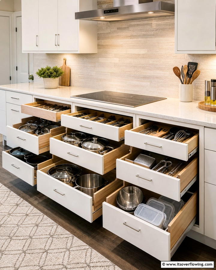 Multi Level Storage Drawers - 21 Kitchen Cabinet Organization Ideas for Clutter-Free Spaces