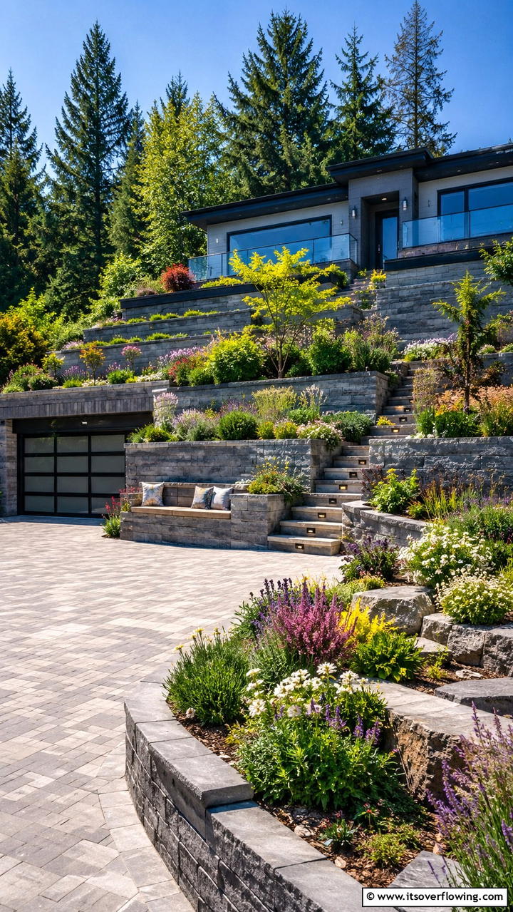 Multi Level Terracing - 30 Driveway Landscape Ideas to Boost Curb Appeal