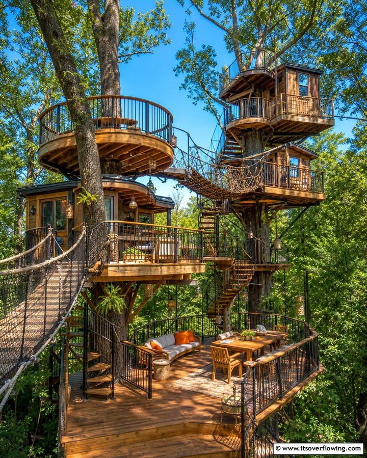 Multi Level Treehouse Adventure - 25 Tree House Ideas for Magical Outdoor Adventures
