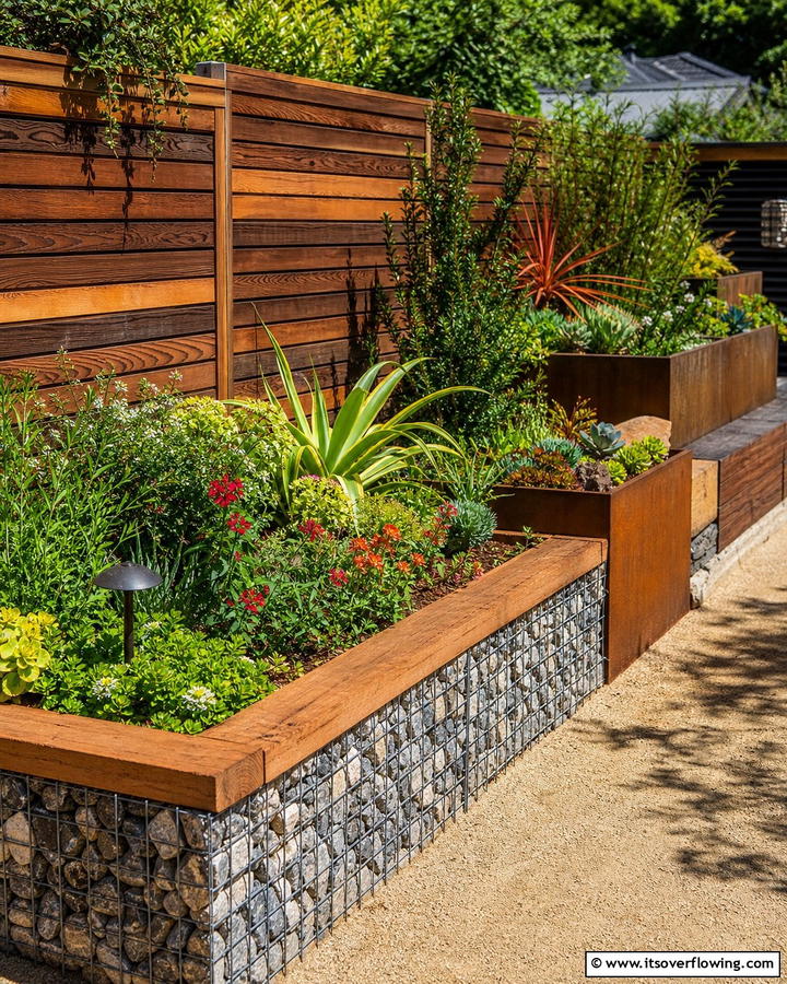 Multi Material Raised Beds - 20 Raised Garden Bed Along Fence Ideas for Your Yard