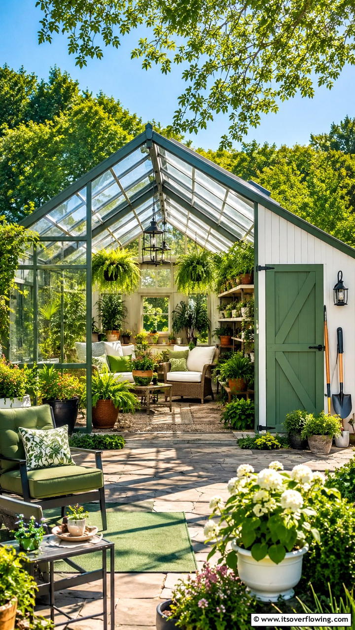 Multi Purpose Outdoor Living Space - 30 Greenhouse and Shed Combo Ideas- Space-Saving Designs