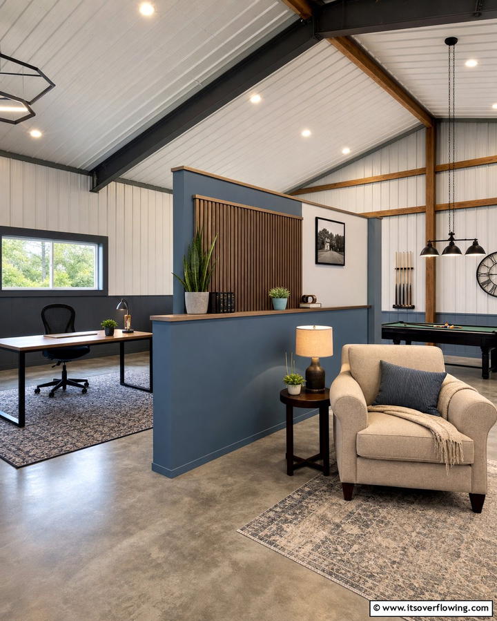 Multi Purpose Partition Walls - 25 Pole Barn Interior Ideas for a Versatile Space