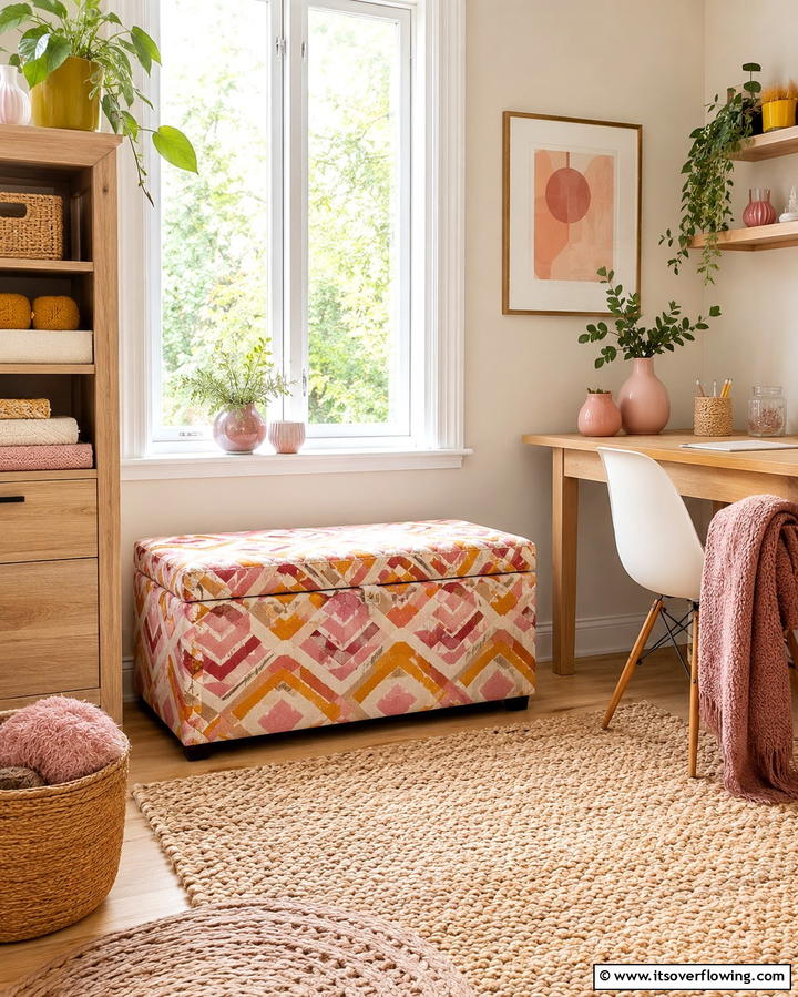 Multi Purpose Storage Ottoman - 25 Sewing Room Ideas for Crafters and Hobbyists