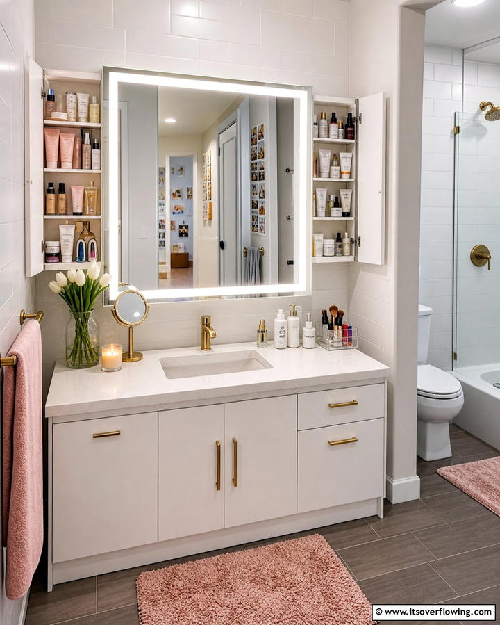 Multi Purpose Vanity Mirrors - 25 Dorm Bathroom Ideas to Maximize Space and Style