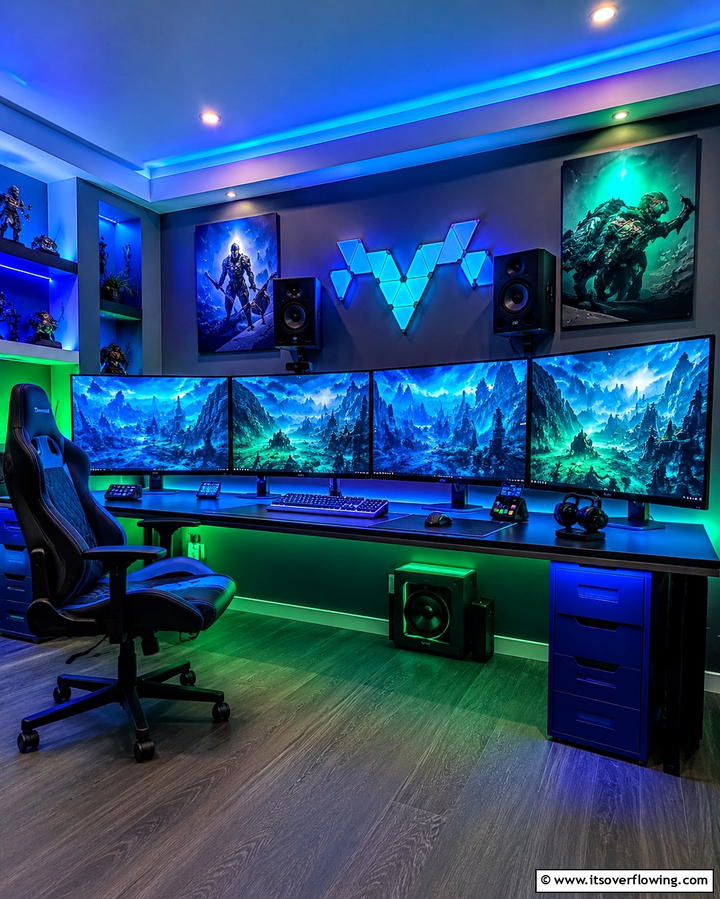 Multi Screen Gaming Setup - 25 Exciting Arcade Room Ideas for Game Lovers