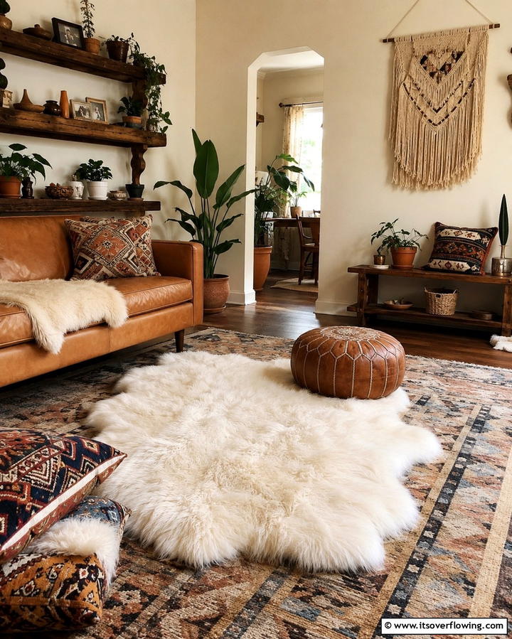 Multi Textured Layered Rugs - 30 Living Room Rug Ideas to Define Your Space Stylishly