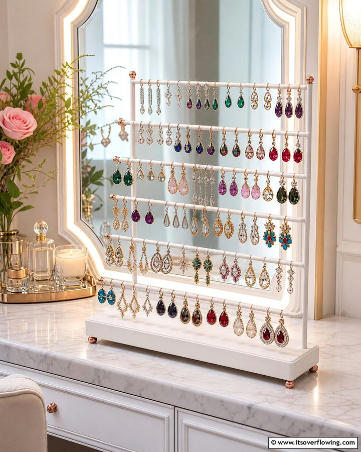 Multi Tiered Earring Stand - 30 Innovative Jewelry Storage Ideas for Organized Accessories