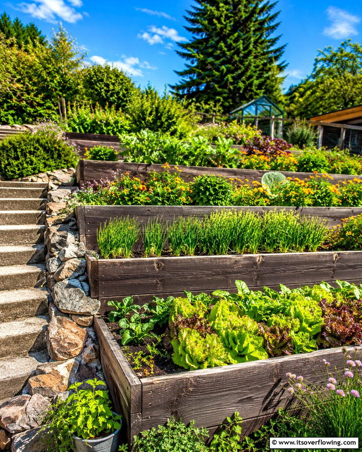 Multi Tiered Garden Beds - 25 Down Sloped Backyard Ideas for a Unique Outdoor Space