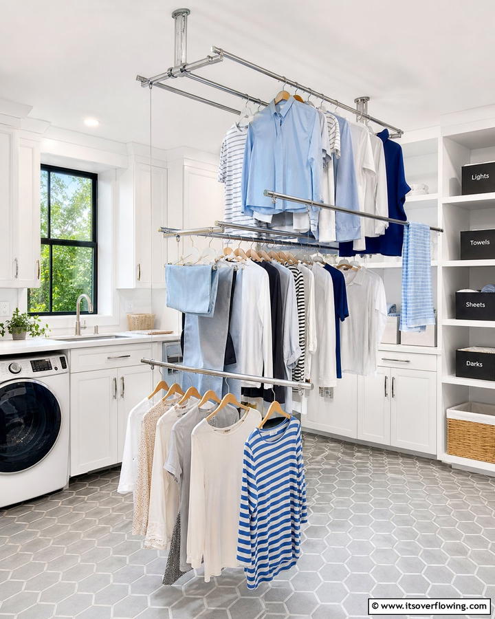 Multi Tiered Hanging Rack - 20 Laundry Room Drying Rack Ideas for Efficient Drying