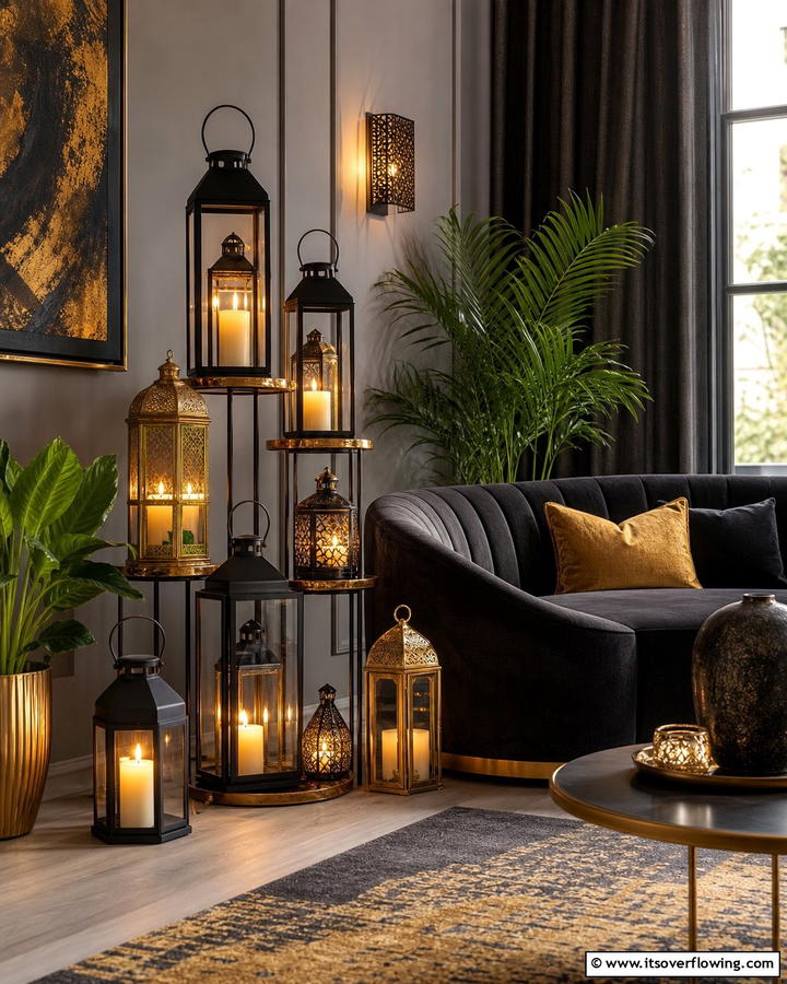 Multi Tiered Lantern Display - 30 Lantern Decor Ideas for Indoor and Outdoor Spaces