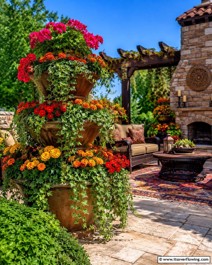 Multi Tiered Planters - 25 Patio Small Garden Ideas to Maximize Your Space