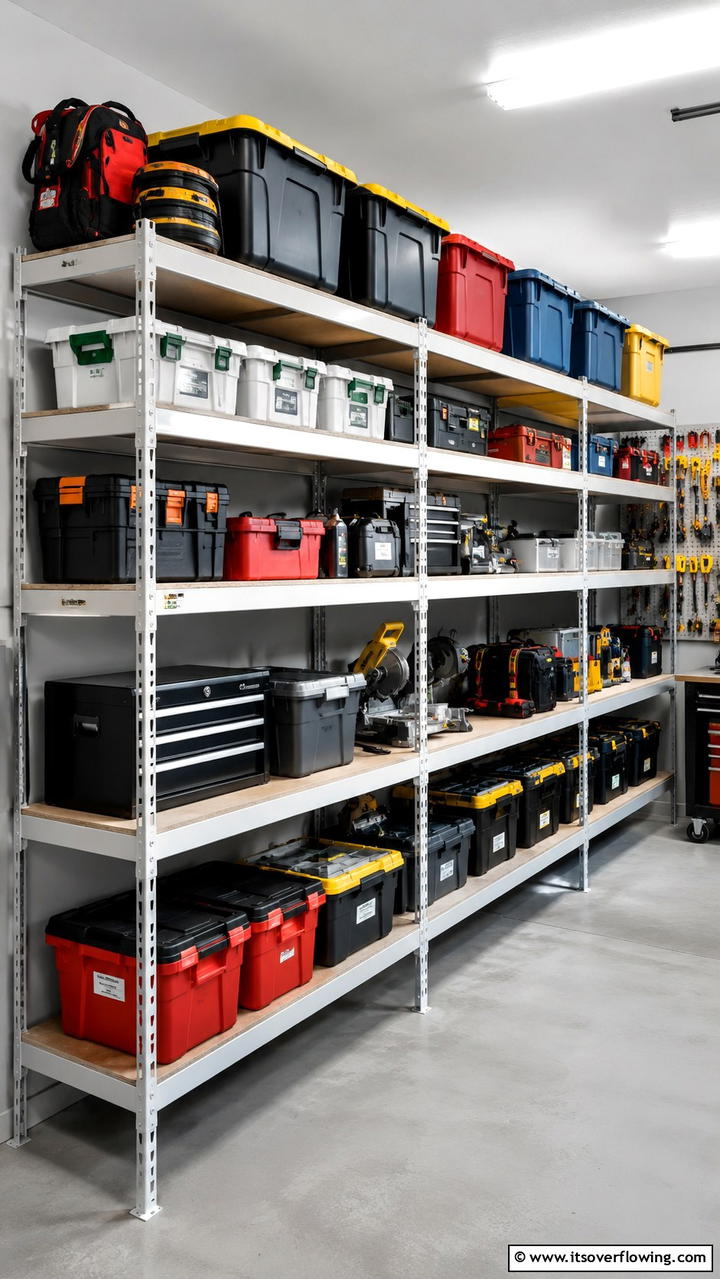 Multi Tiered Storage Shelves - 30 Garage Shelving Ideas for Clutter-Free Storage