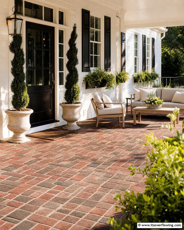 Multi Toned Brick Flooring - 25 Brick Porch Ideas for a Charming Entrance
