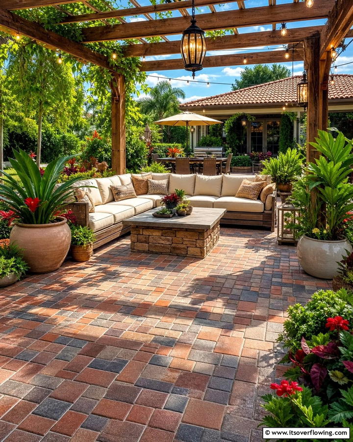 Multi Toned Brick Layout - 25 Creative Brick Patio Ideas for Your Backyard