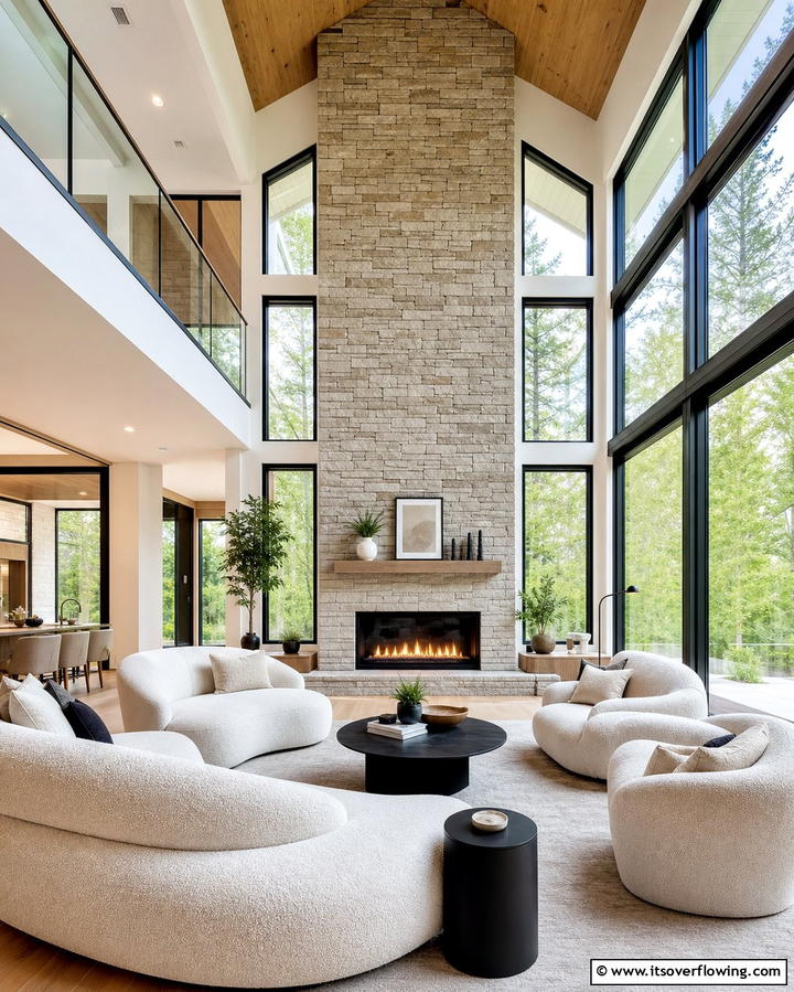 Multi Toned Stone Fireplace for Added Depth - 25 Stacked Stone Fireplace Ideas for a Rustic Look